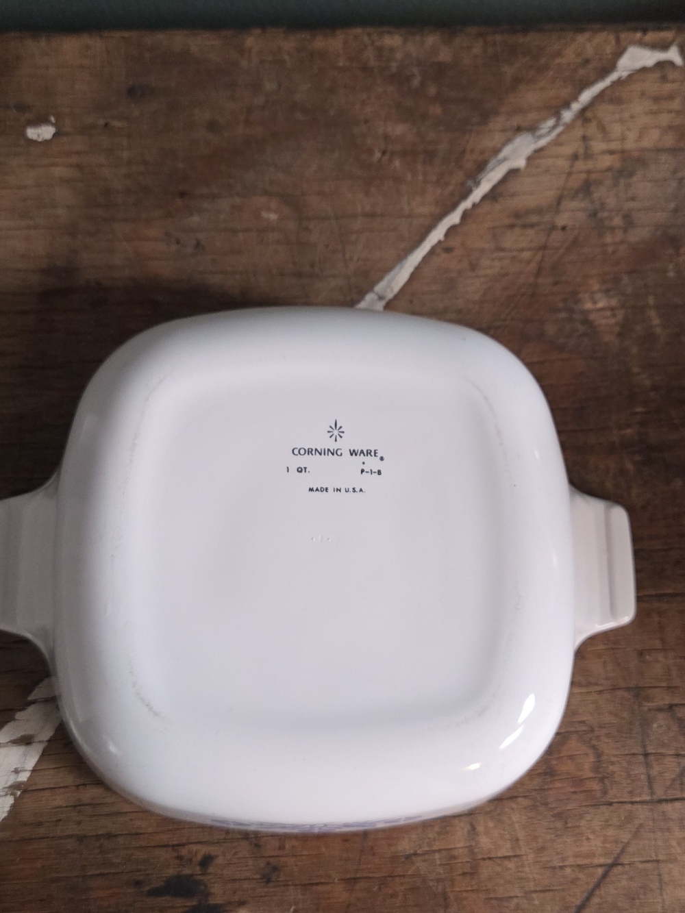 Corningware White Ceramic 1 Qt Dish Marked Made in U.S.A.